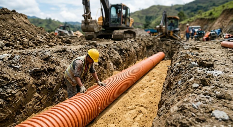 Instalación de tubería de alcantarillado